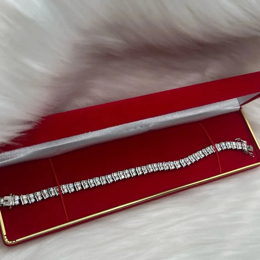 🖤New White Gold Finish Double Row Tennis Bracelet🖤 - Picture 8 of 10